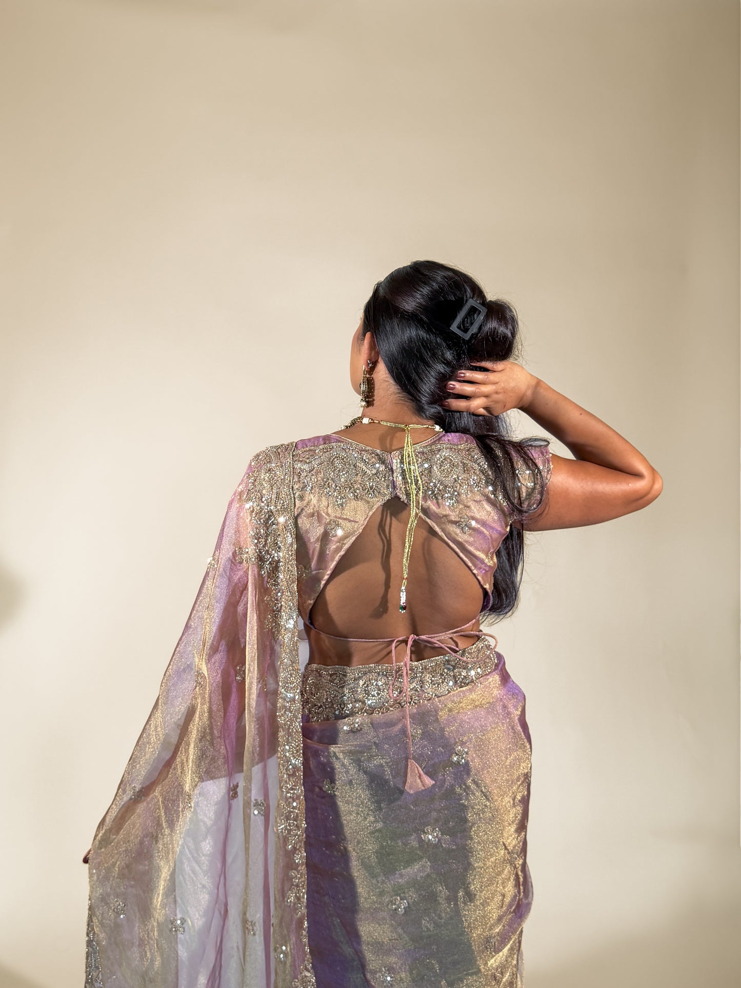 Lavender Tissue Silk Saree