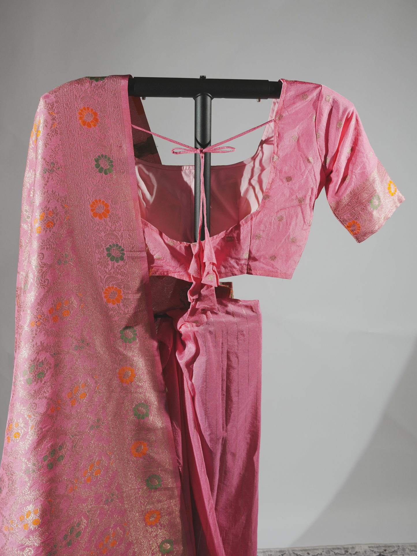 Samriddhi Rose Pink Crepe Silk Saree