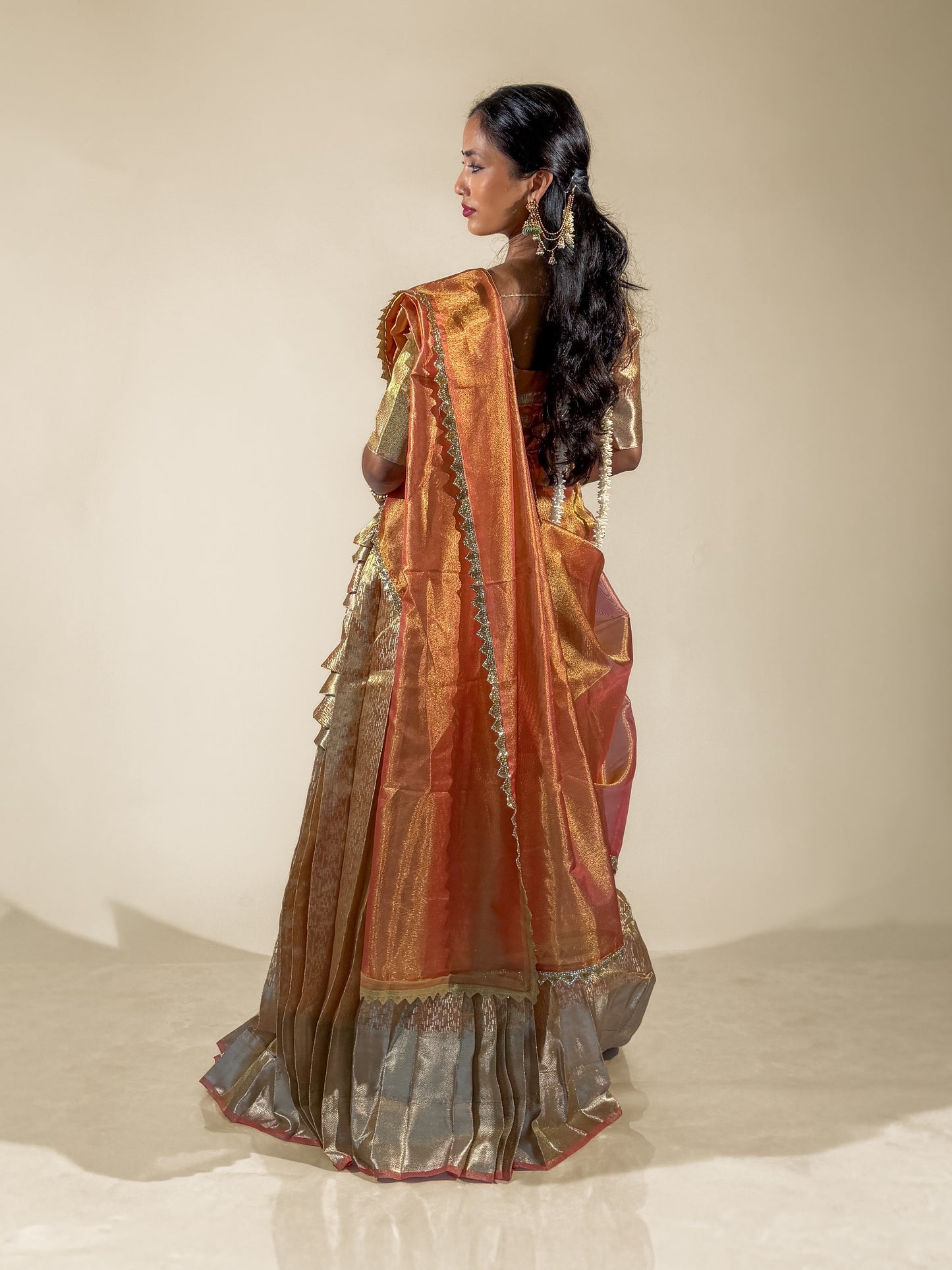 Burnt Orange Shimmer Vaidehi Lehenga