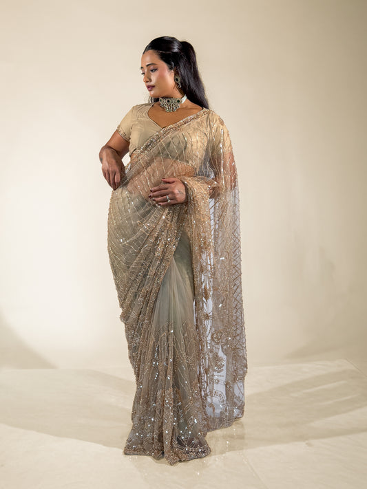 Gold Soft Net Saree
