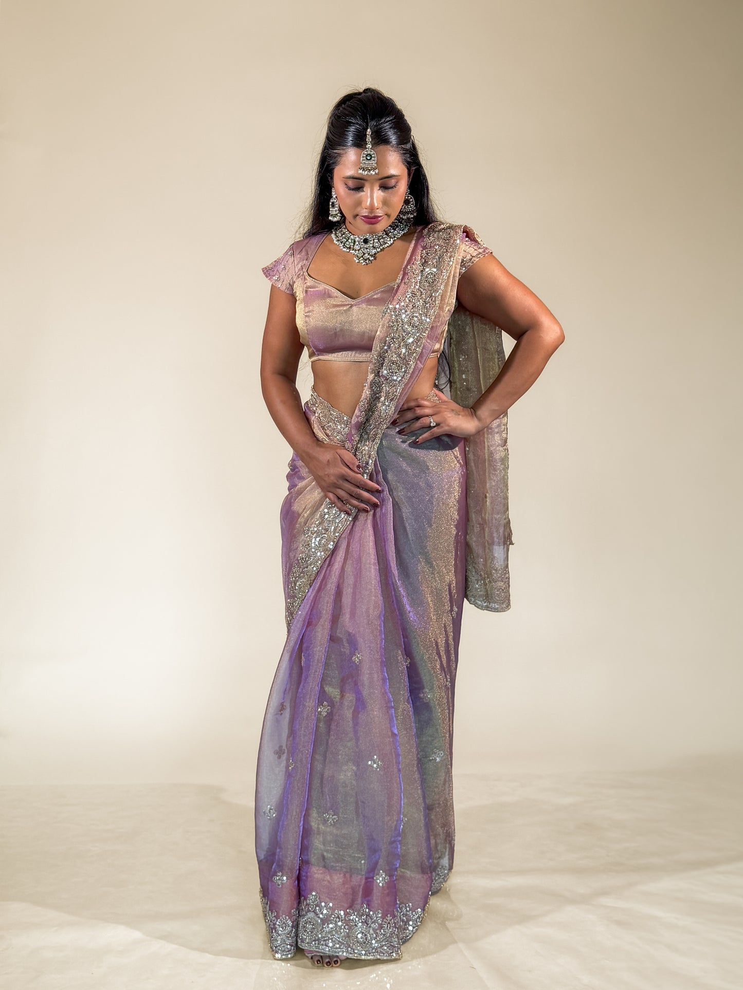 Lavender Tissue Silk Saree