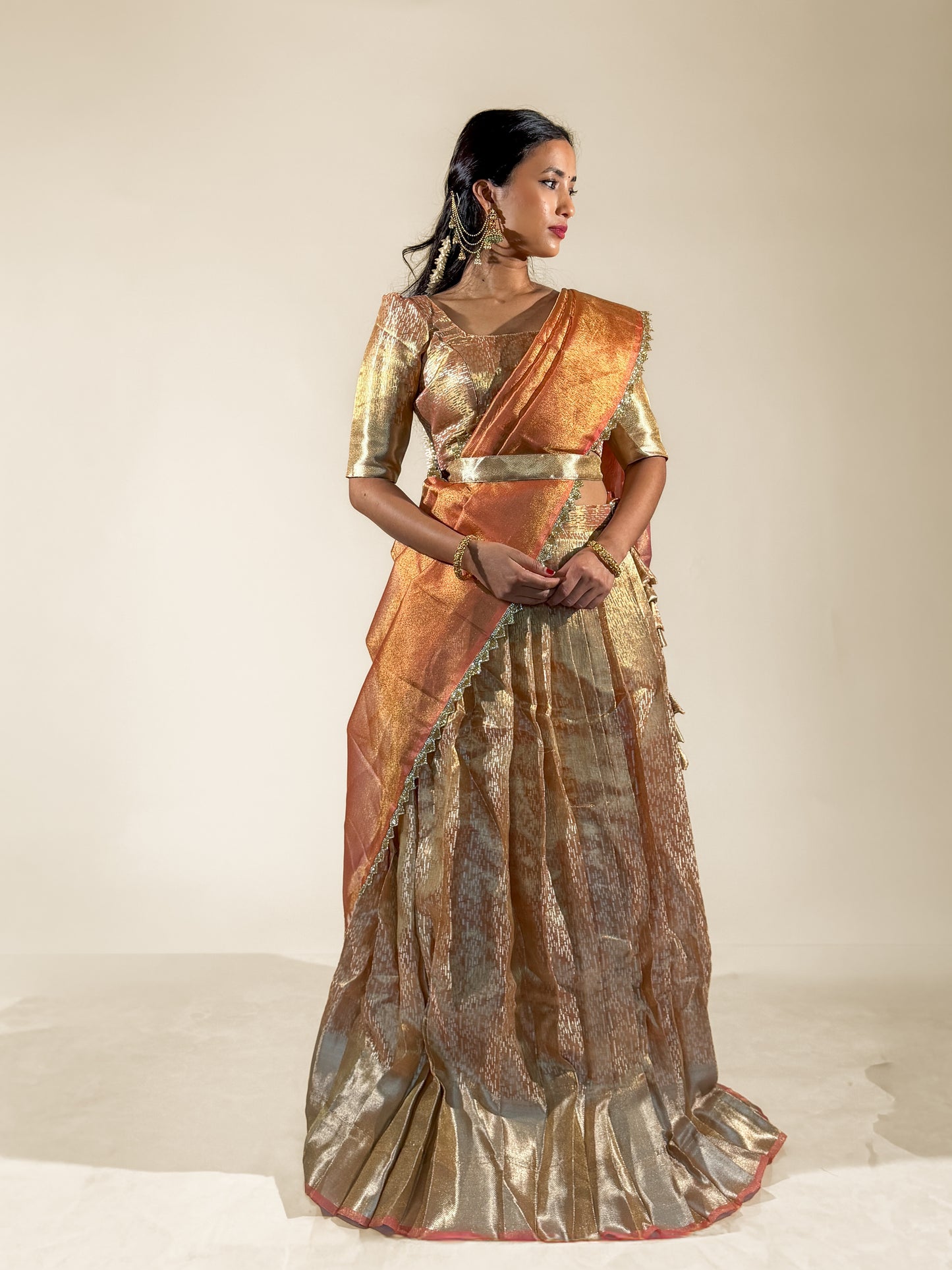 Burnt Orange Shimmer Vaidehi Lehenga