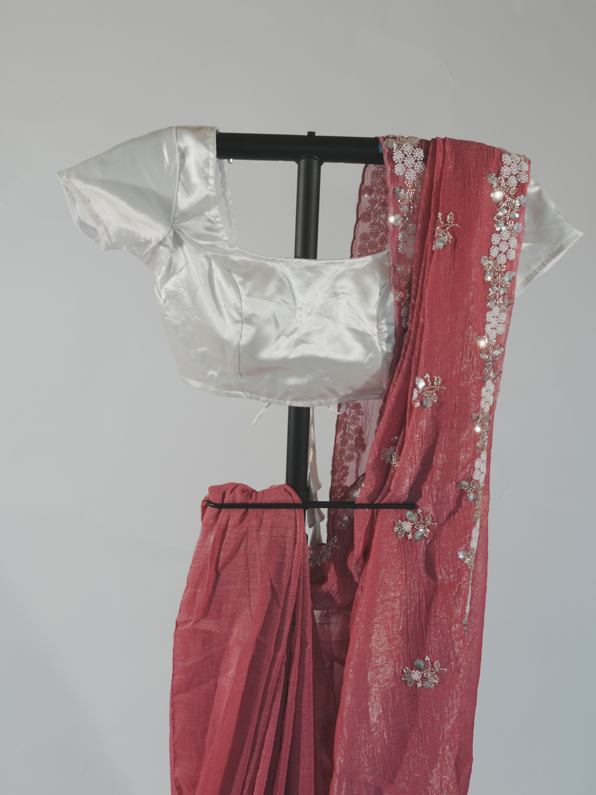 Aarohi Boutique Rose Pink Chiffon Saree