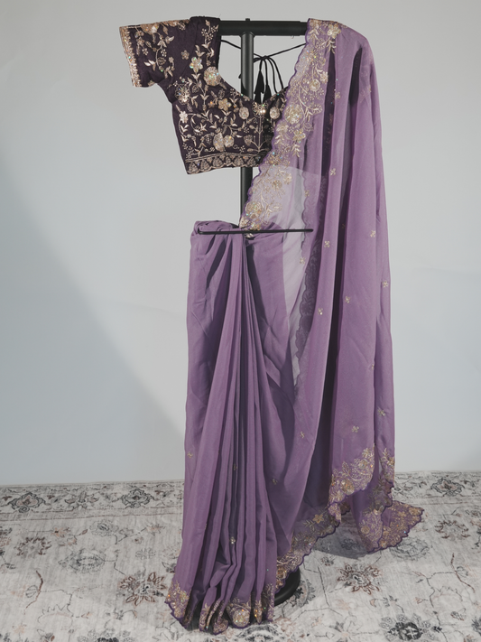 Prerna Lavender Georgette Saree
