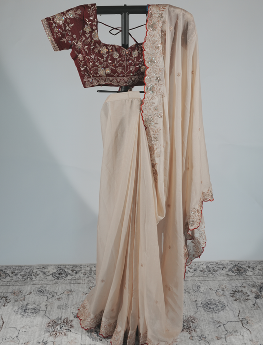 Prerna Ivory Georgette Saree