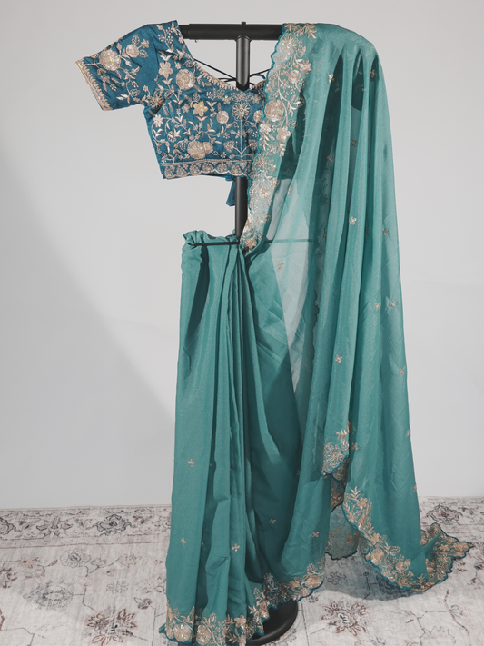 Prerna Sky Blue Georgette Saree
