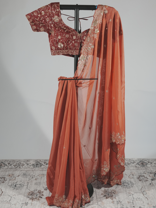 Prerna Rust Georgette Saree