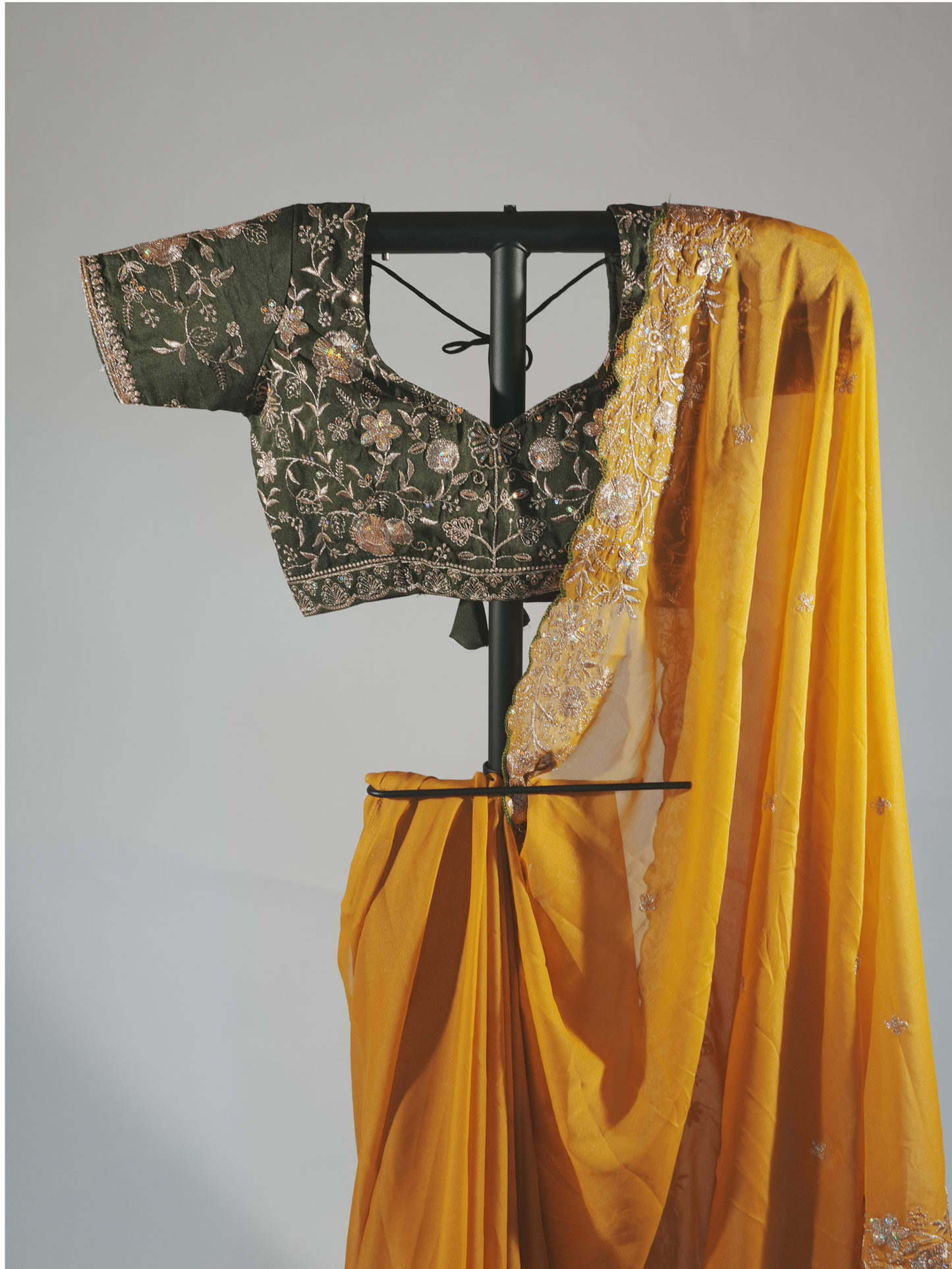 Prerna Mustard Yellow Georgette Saree