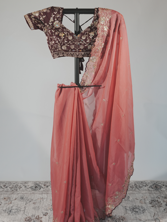 Prerna Rose Pink Georgette Saree