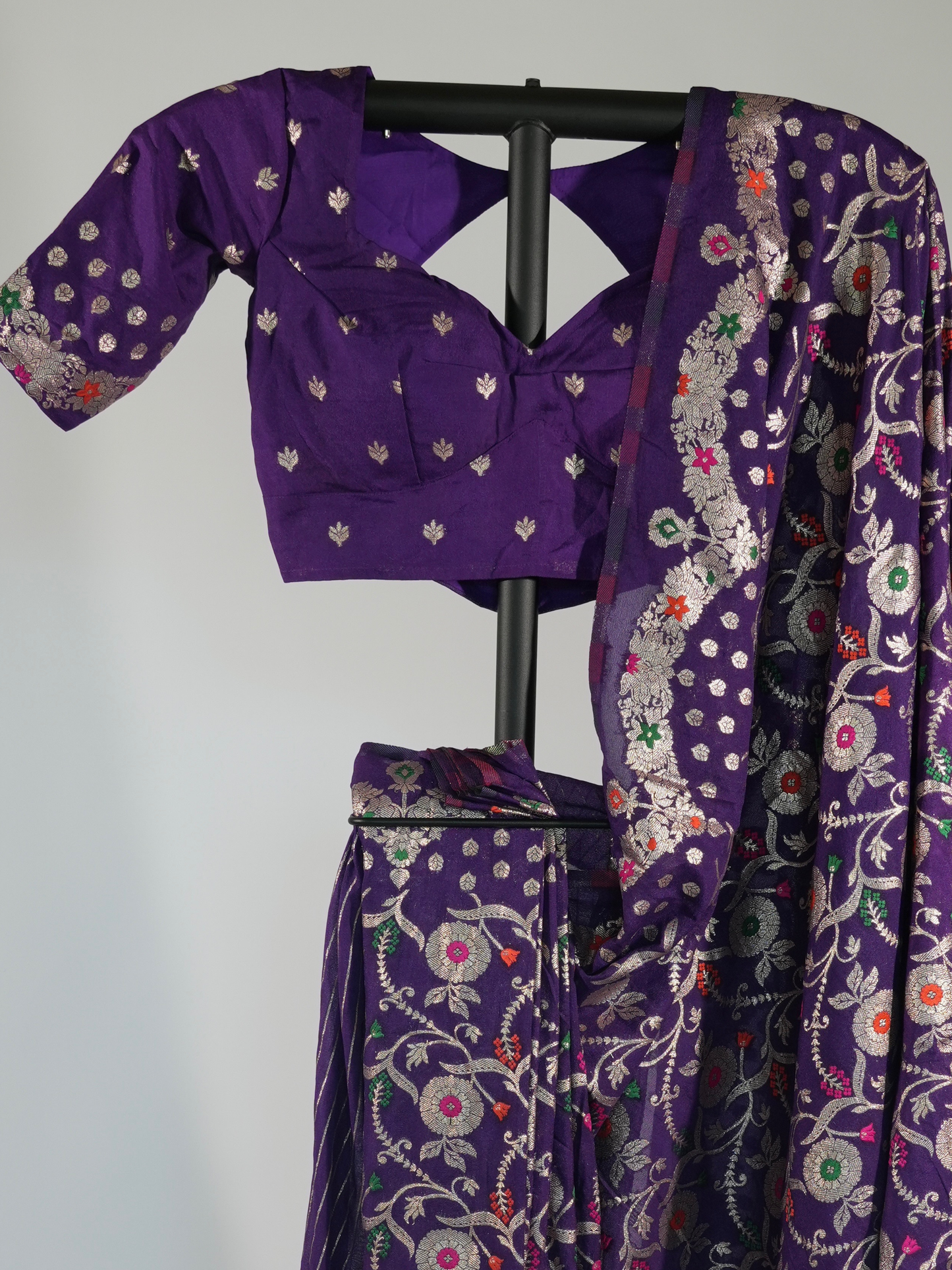 Kavya Royal Purple Khadi Georgette Silk Saree