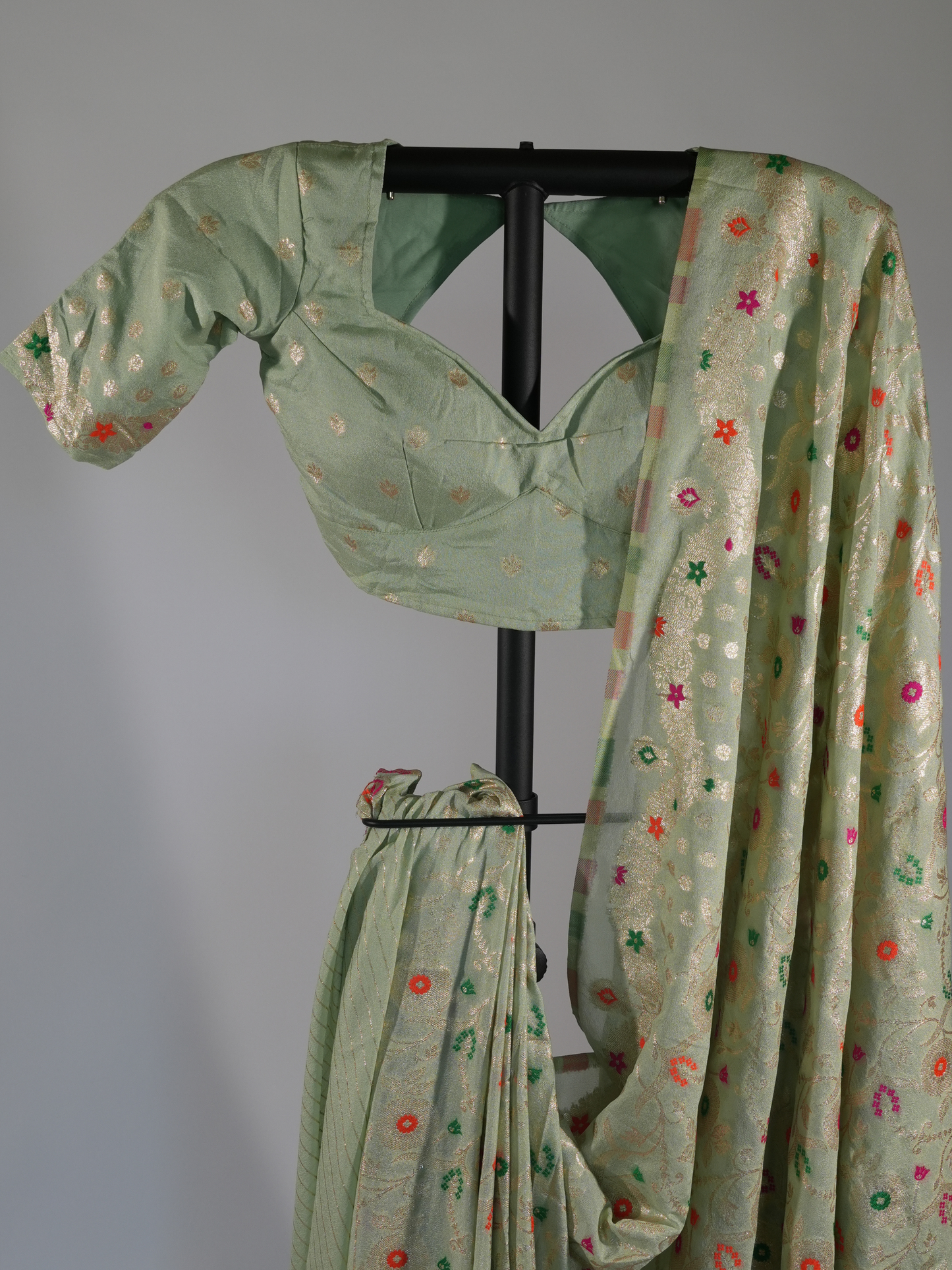 Kavya Sage Green Khadi Georgette Silk Saree
