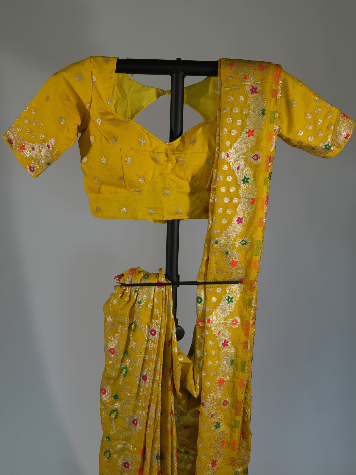 Kavya Marigold Khadi Georgette Silk Saree