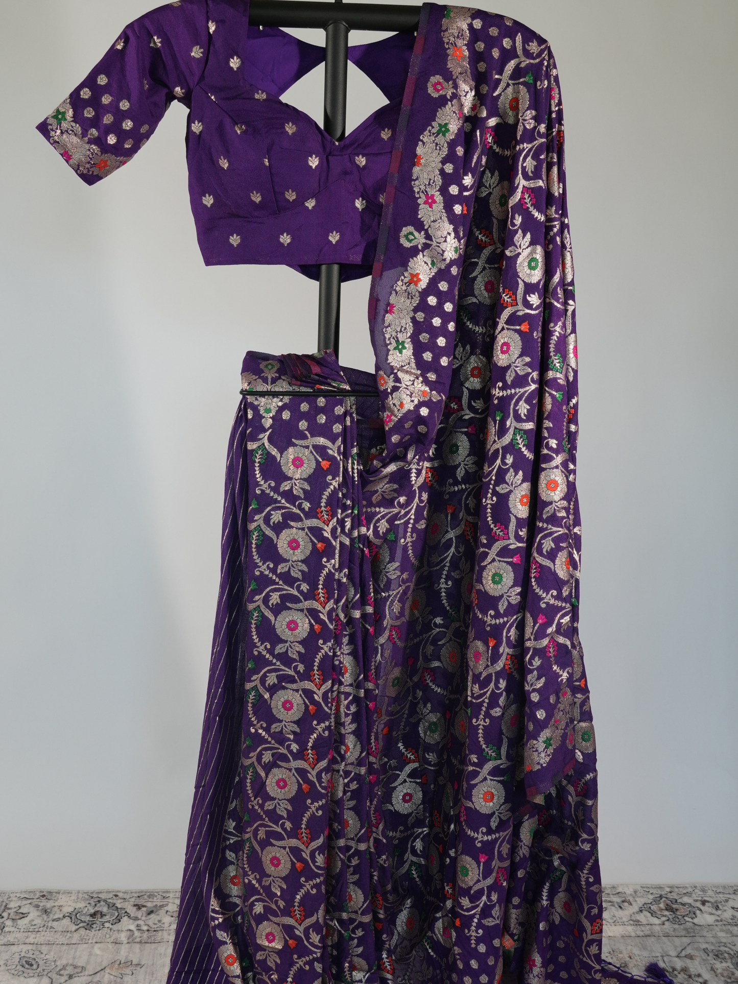 Kavya Royal Purple Khadi Georgette Silk Saree