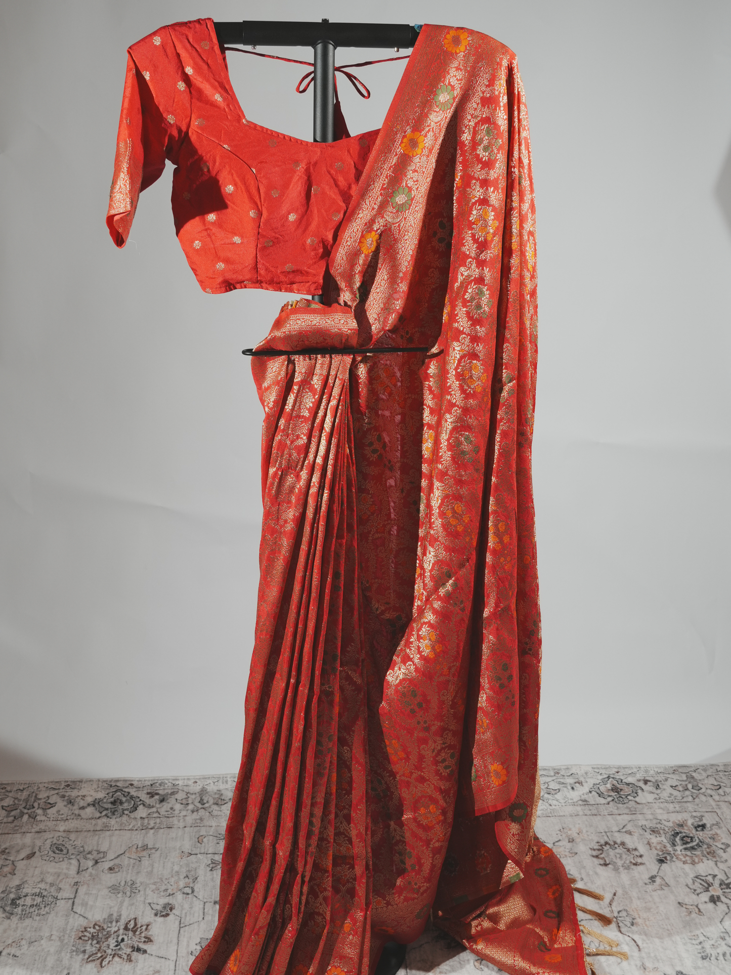 Samriddhi Vermilion Crepe Silk Saree