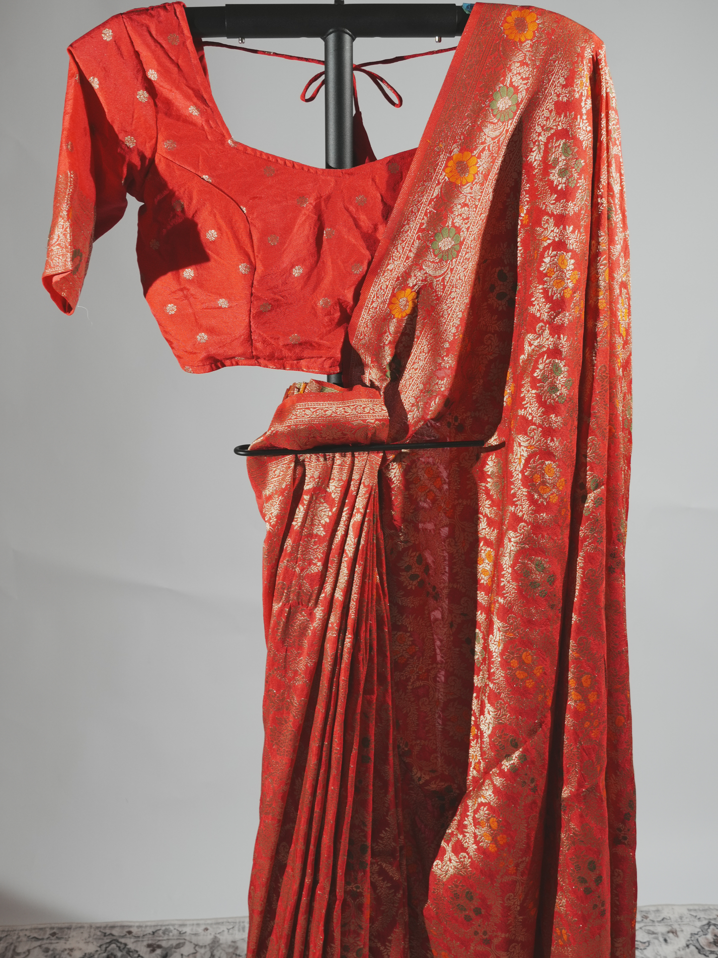 Samriddhi Vermilion Crepe Silk Saree