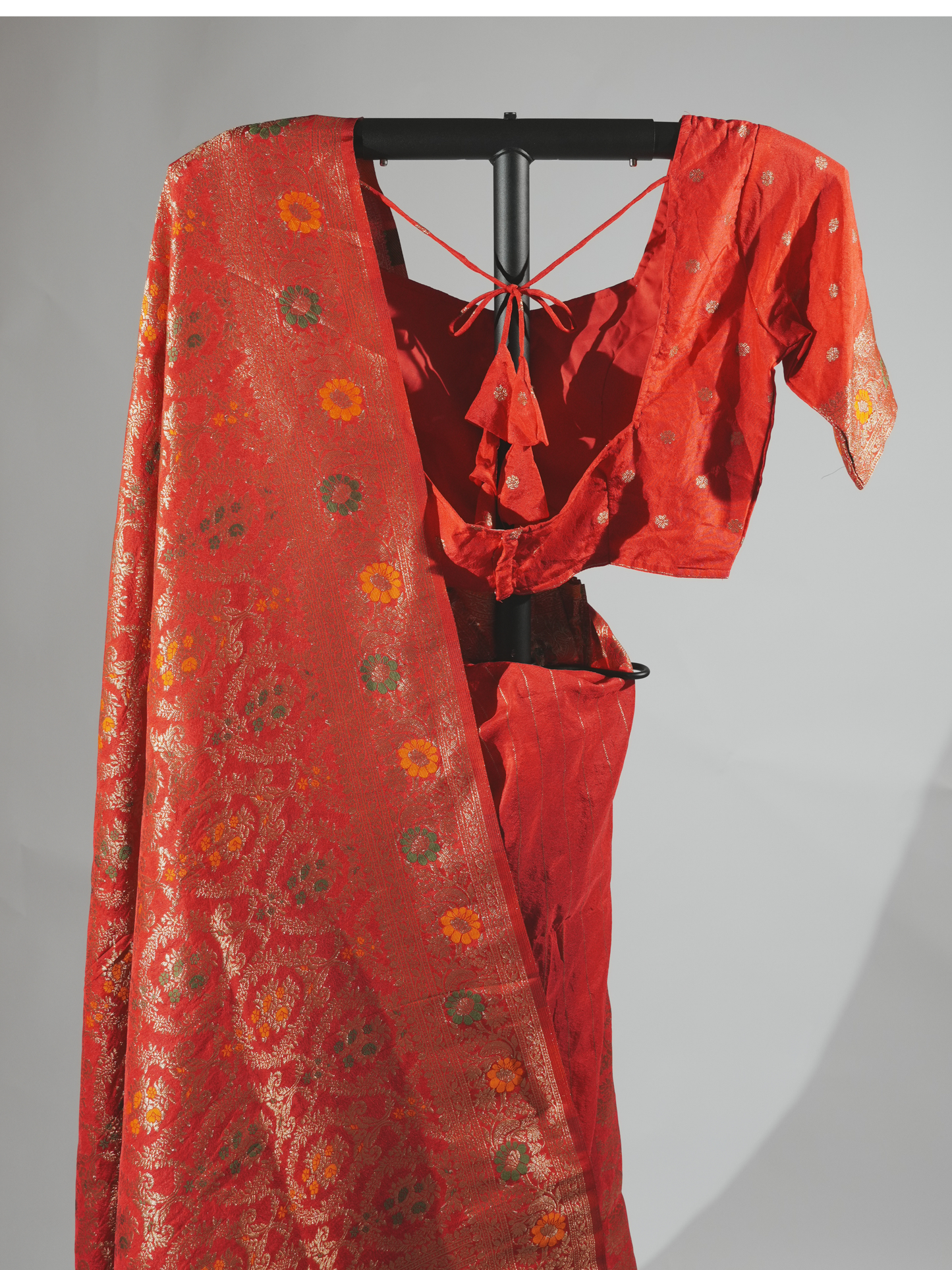 Samriddhi Vermilion Crepe Silk Saree