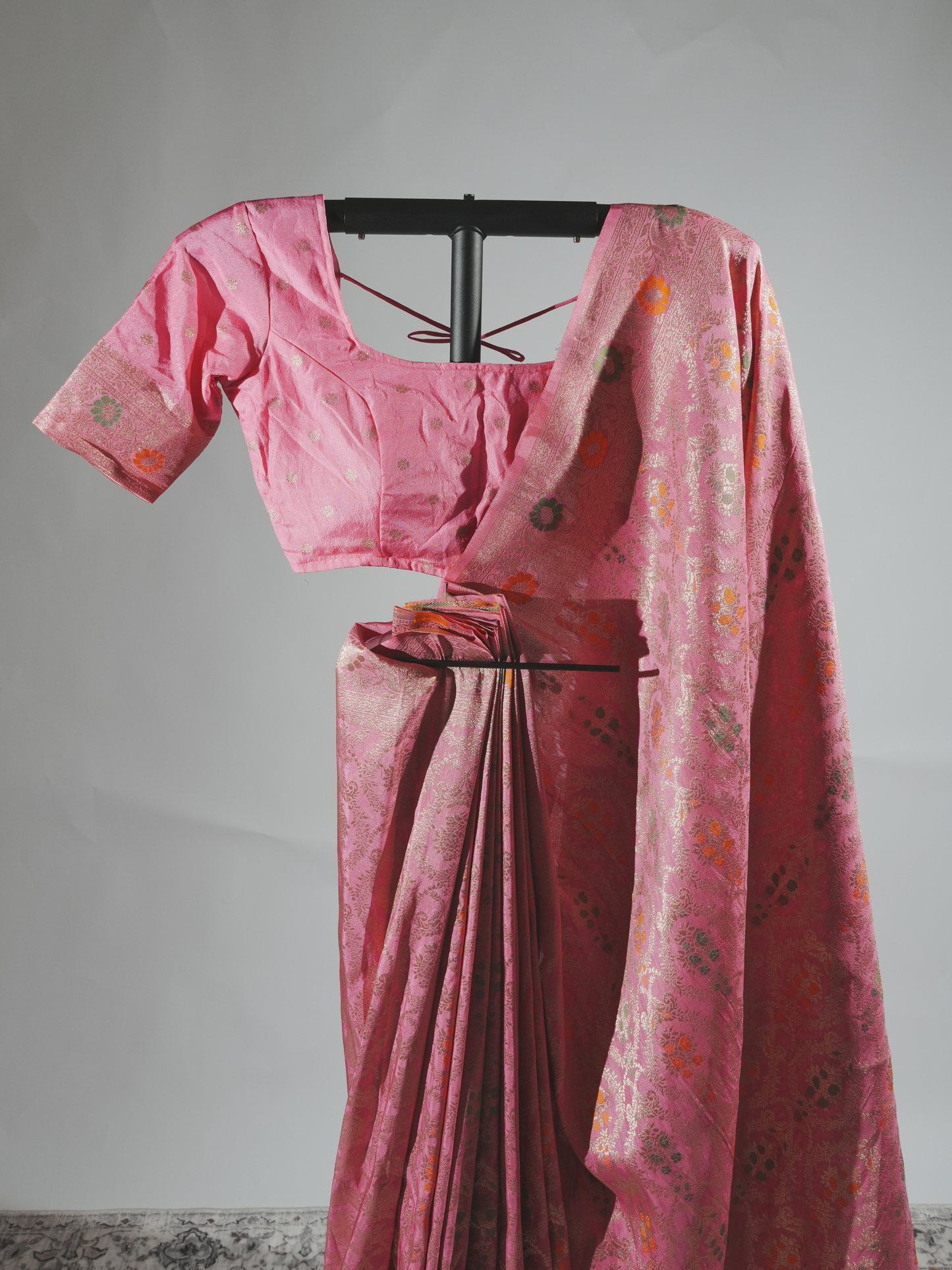 Samriddhi Rose Pink Crepe Silk Saree