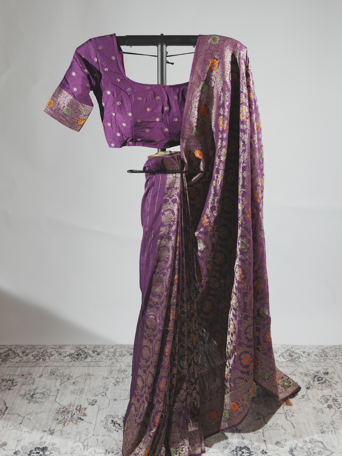 Samriddhi Royal Purple Crepe Silk Saree