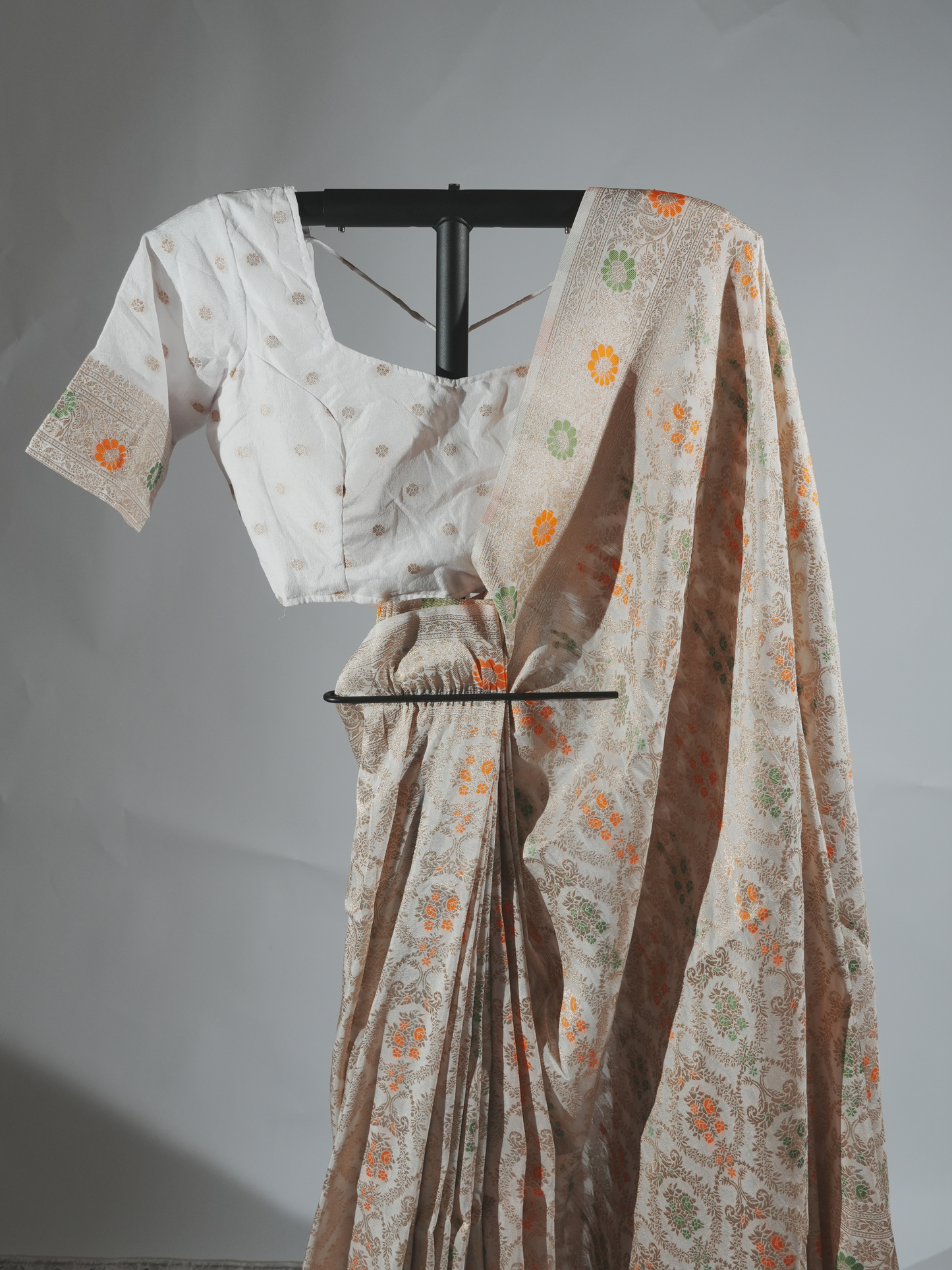 Samriddhi Ivory Crepe Silk Saree
