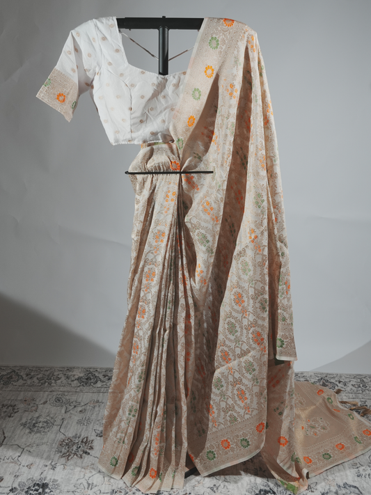 Samriddhi Ivory Crepe Silk Saree