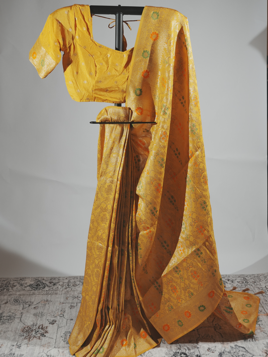 Samriddhi Marigold Crepe Silk Saree