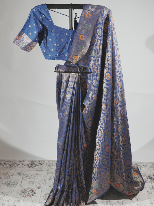Samriddhi Royal Blue Crepe Silk Saree