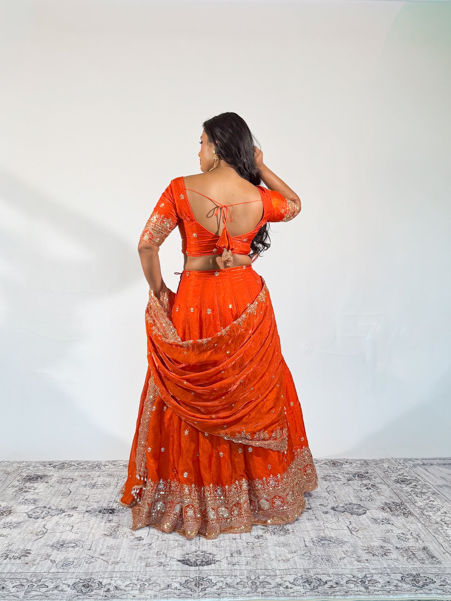 Sunset Orange Sitara Lehenga