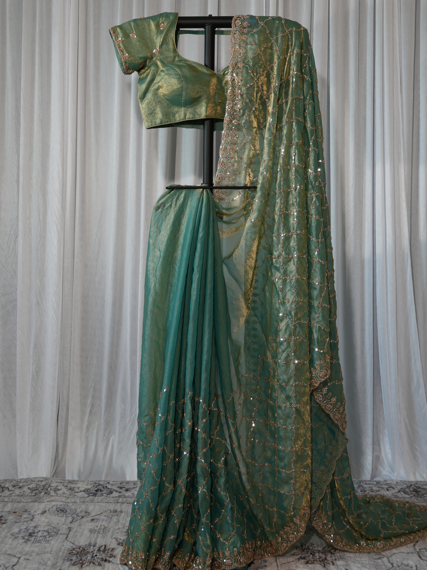 Sage Green Fendy Silk Saree