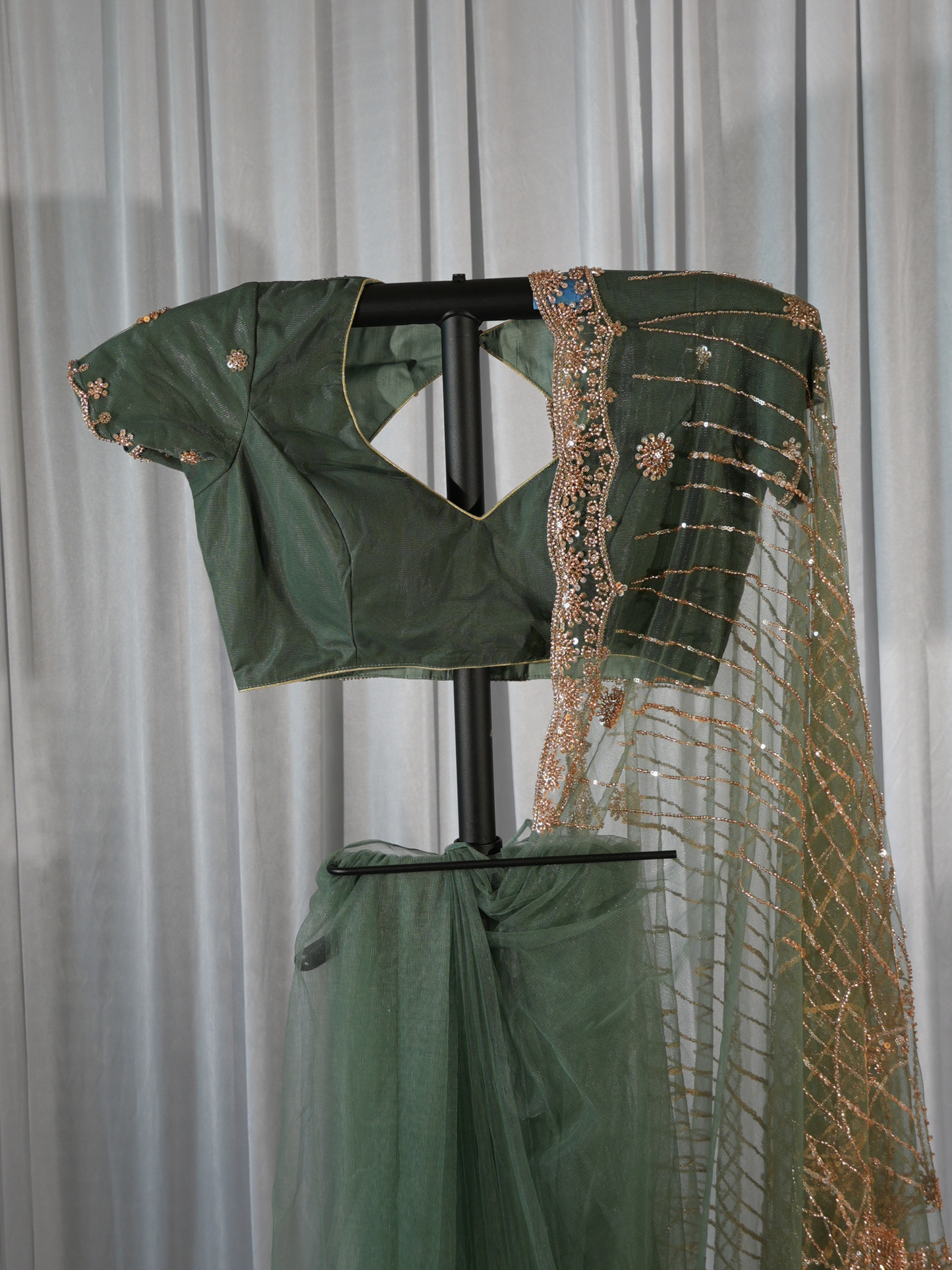 Sage Green Soft Net Saree