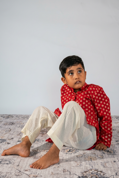 Red Traditional Kurta Set