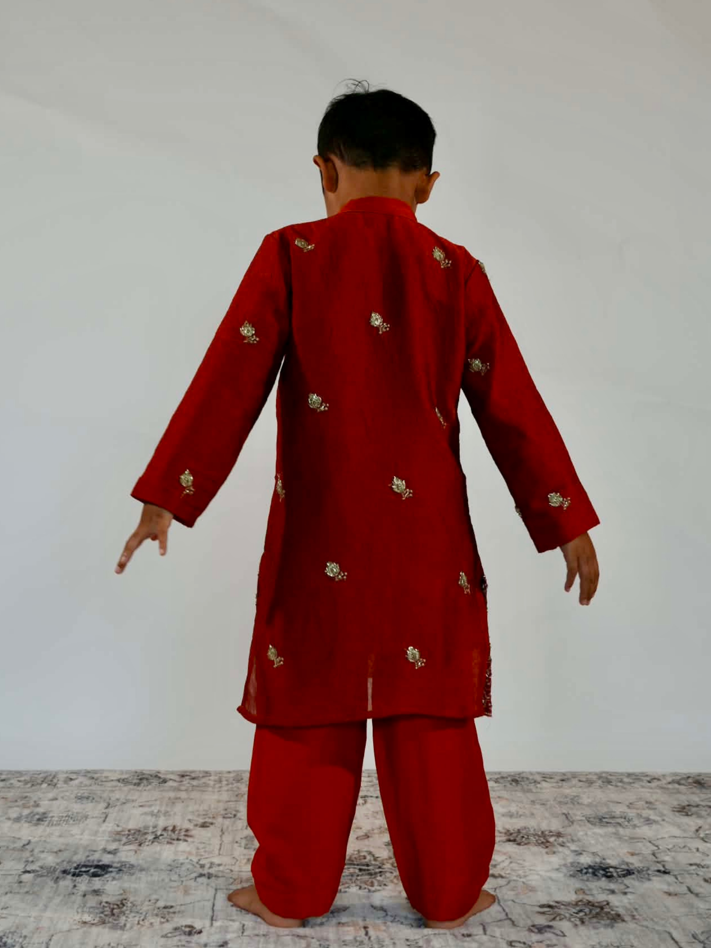 Red Rangoli Crush Kurta Set