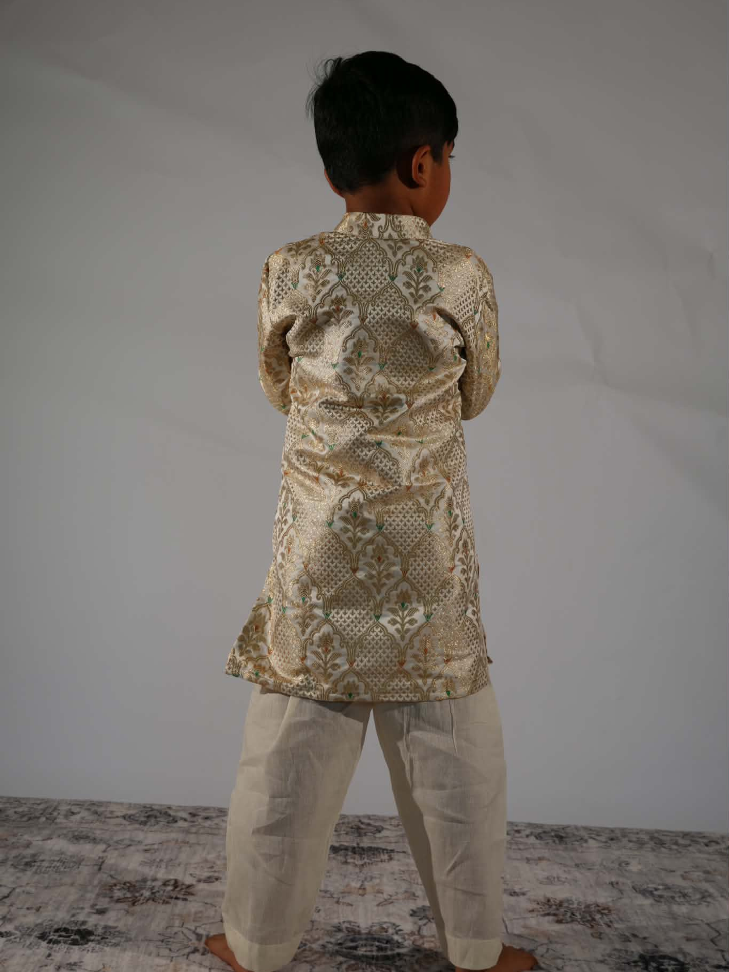 Cream Kathan Silk Kurta Set