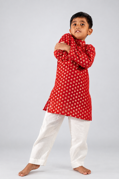 Red Traditional Kurta Set
