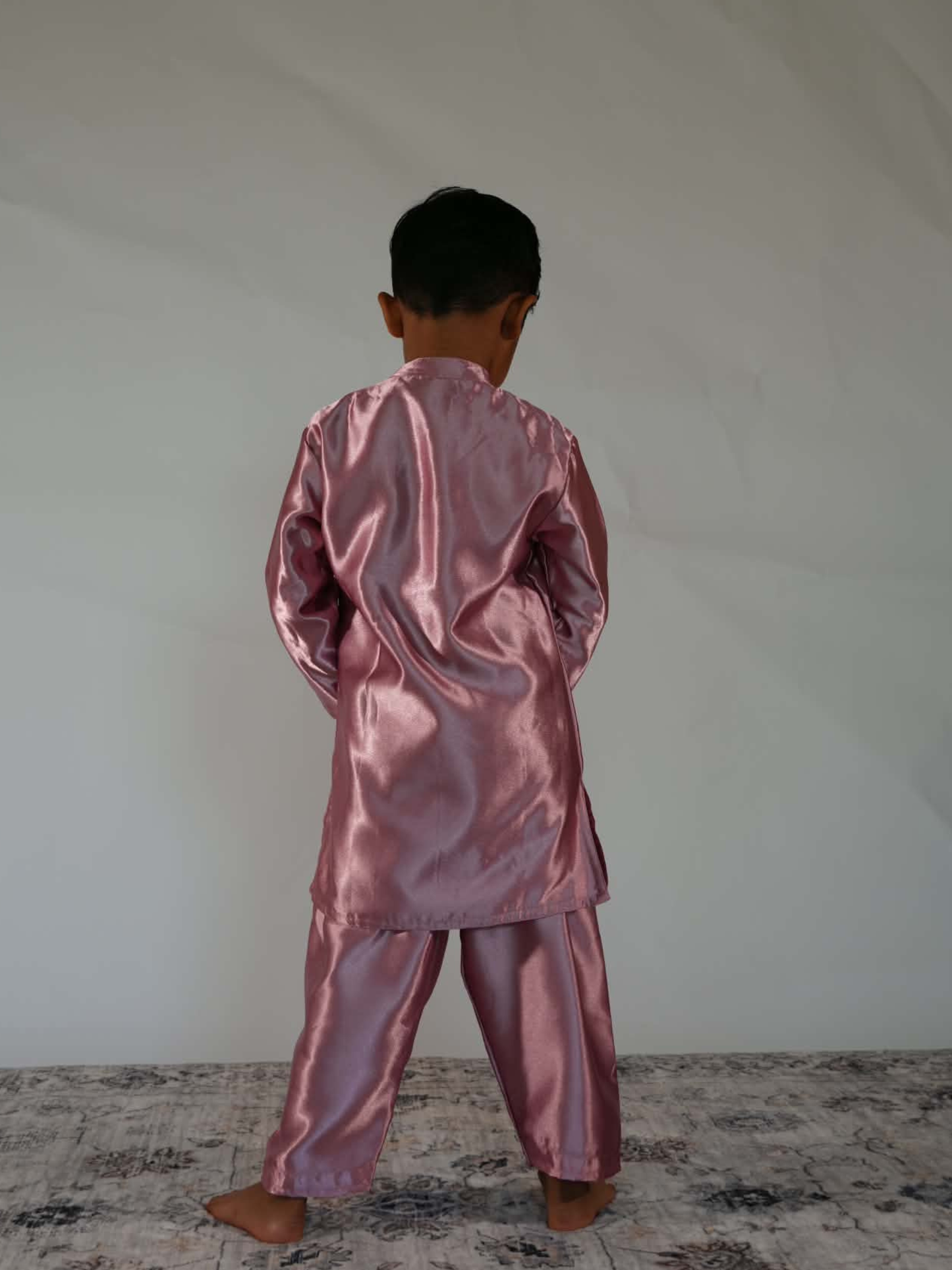 Rose Pink Tissue Handwork Kurta Set
