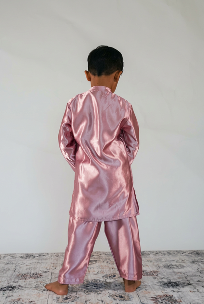 Rose Pink Tissue Handwork Kurta Set