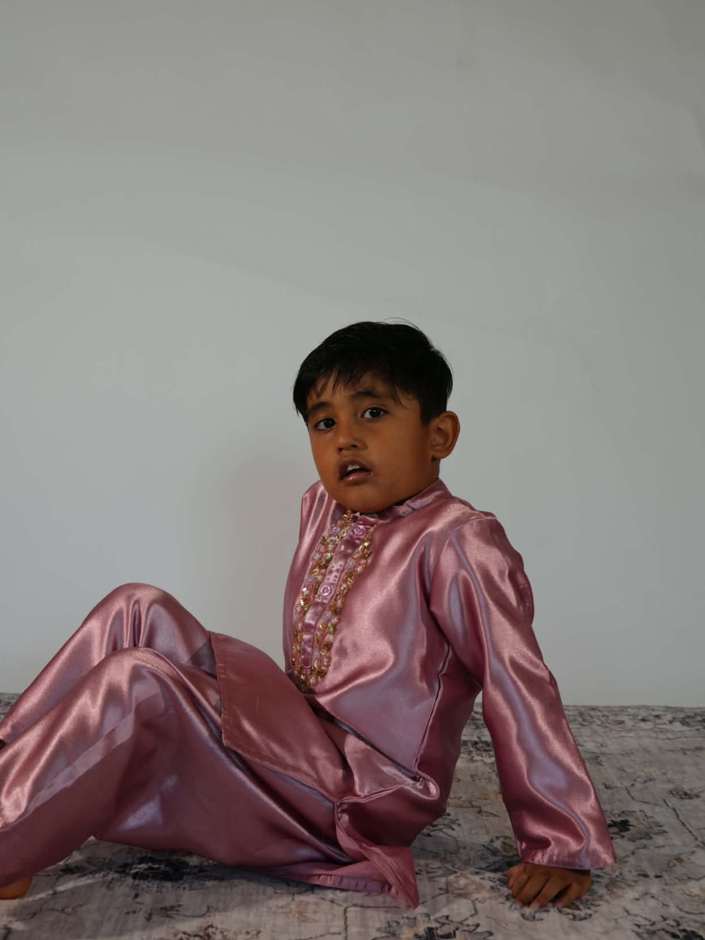 Rose Pink Tissue Handwork Kurta Set