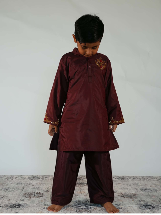 Deep Maroon Handwork Kurta Set