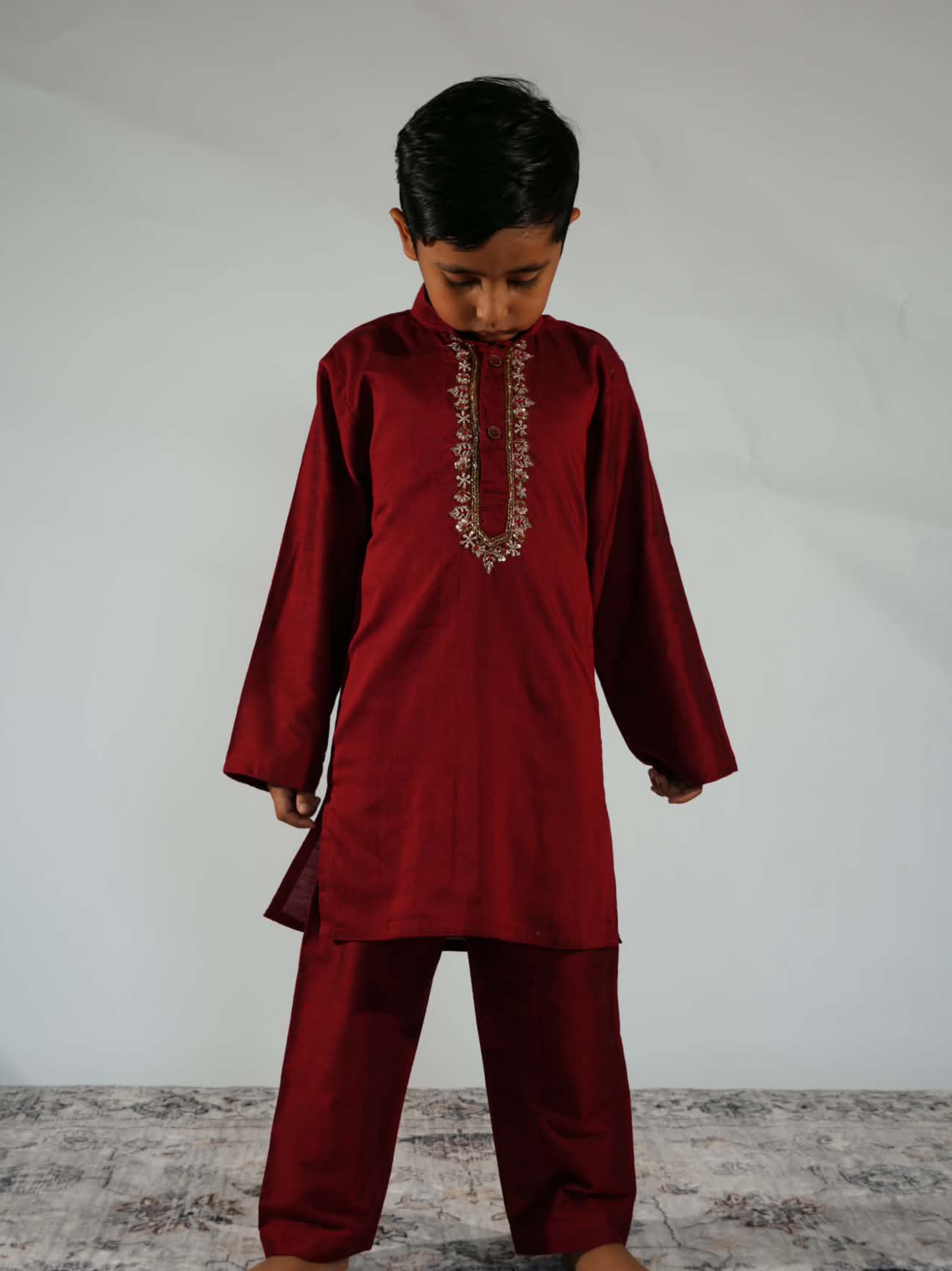 Maroon Handwork Kurta Set