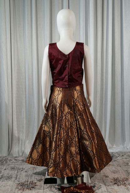 Maroon & Gold Brocade Lehenga Set