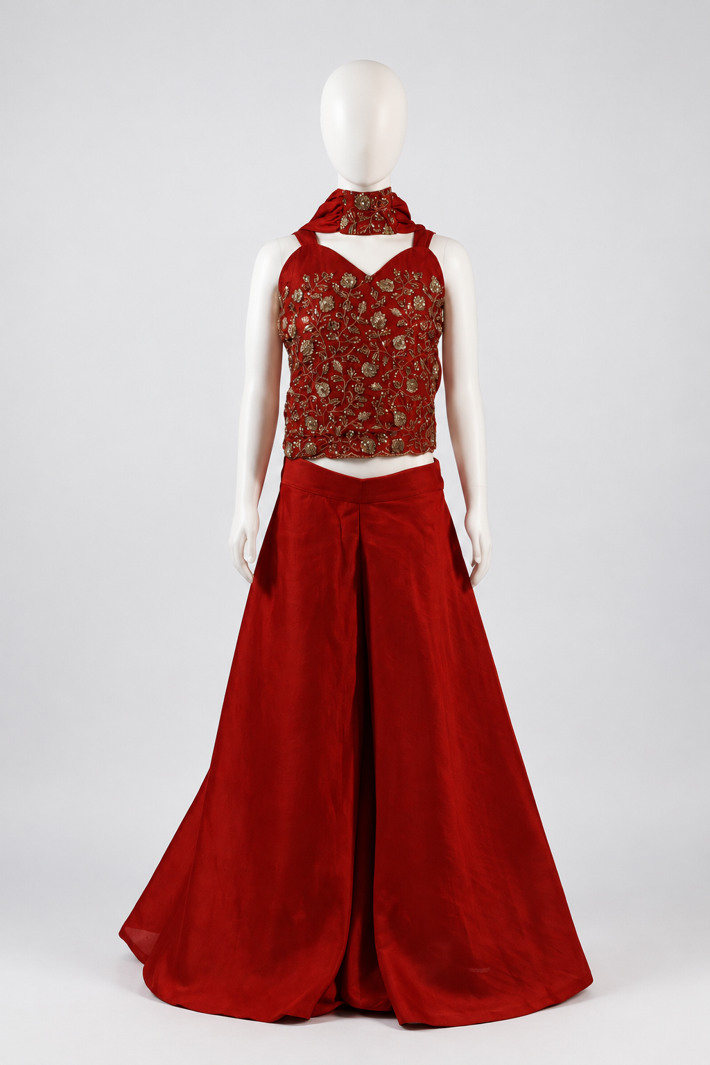 Red Rangoli Crush Sharara Set