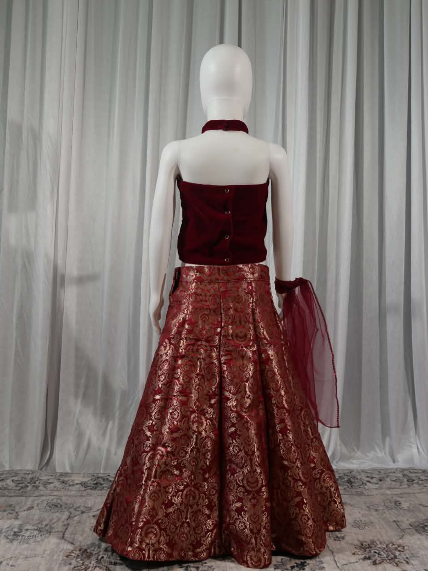 Maroon Banarasi Lehenga Set